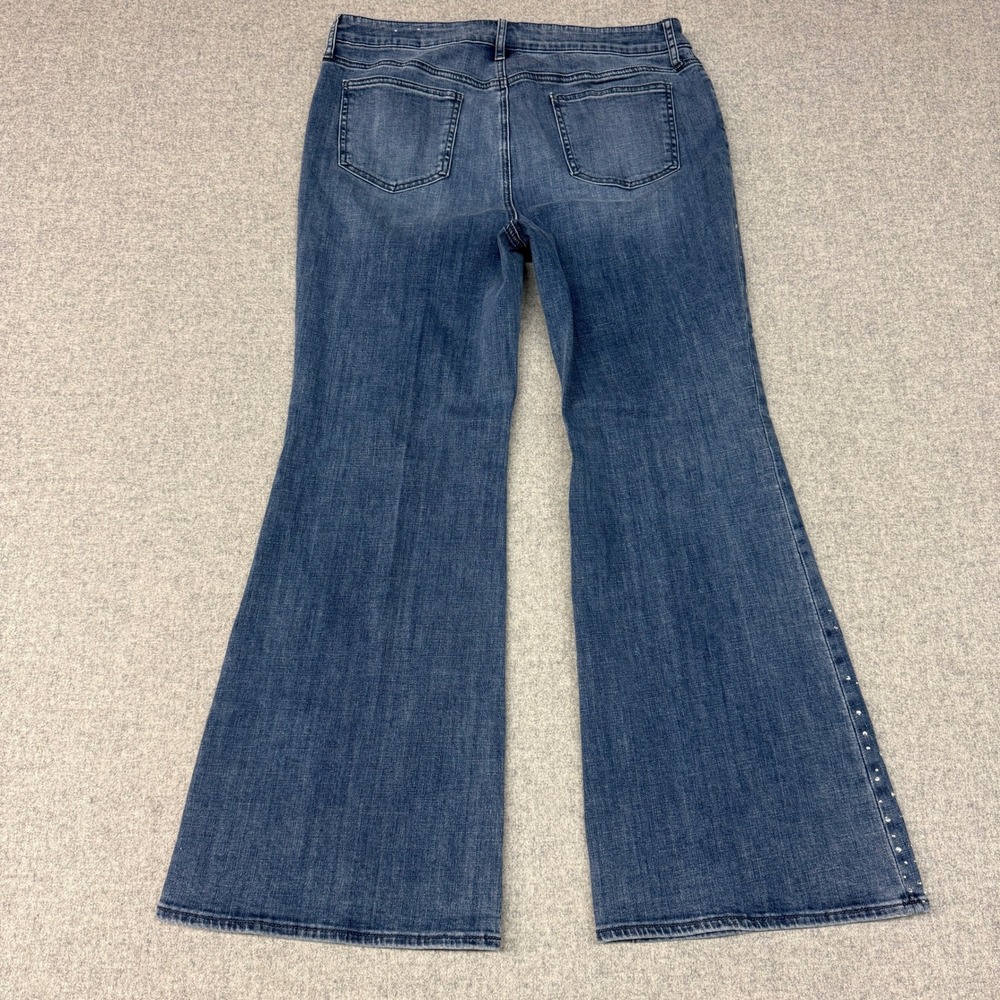 Chico's So Slimming Girlfriend Flare Jeans Size 14R 2.5 Blue Rhinestone Denim - Picture 10 of 11